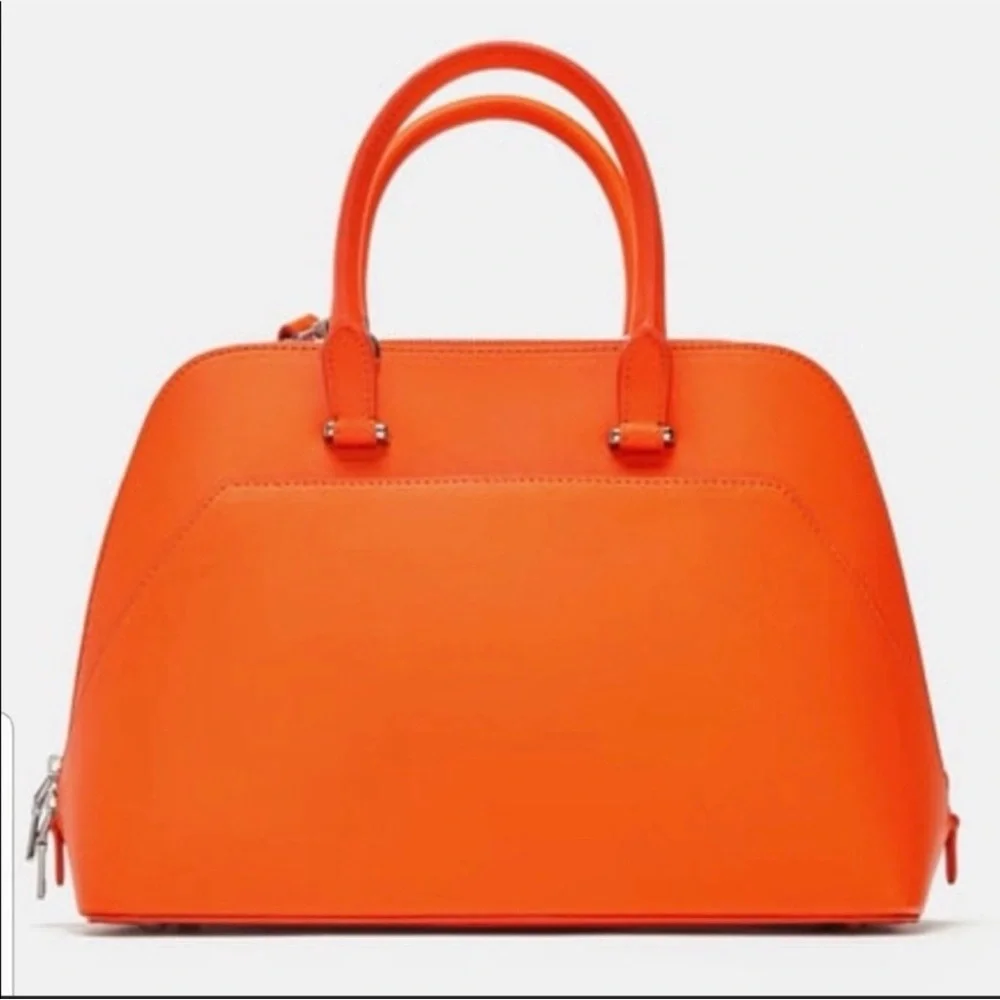 Zara Orange Monochrome City Satchel Bag